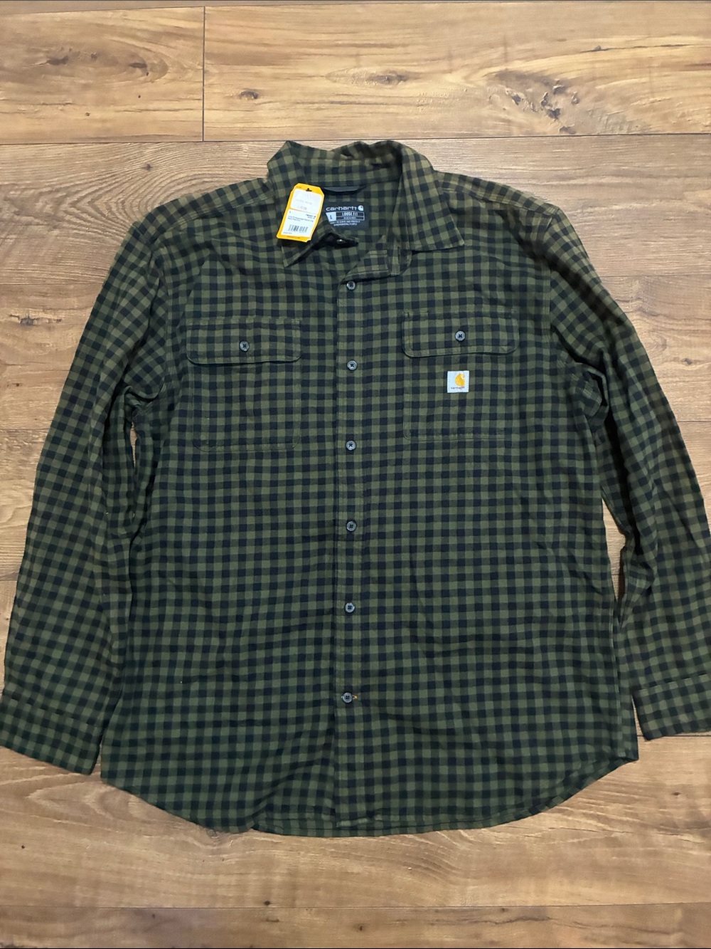 Loose Fit Heavyweight Flannel Long-Sleeve Plaid Shirt size L